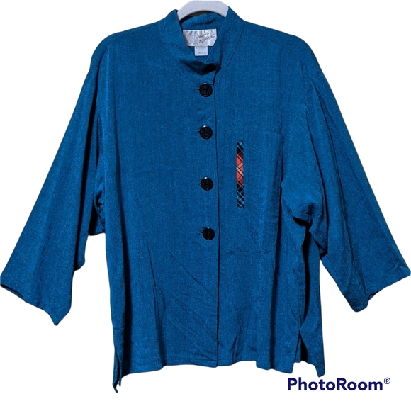 4/$25Vintage Hagerty artware casual oversized relaxed fit button front top - Picture 1 of 7